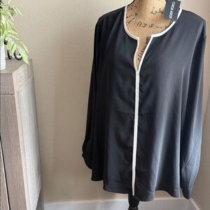 Black Blouse with White Trim